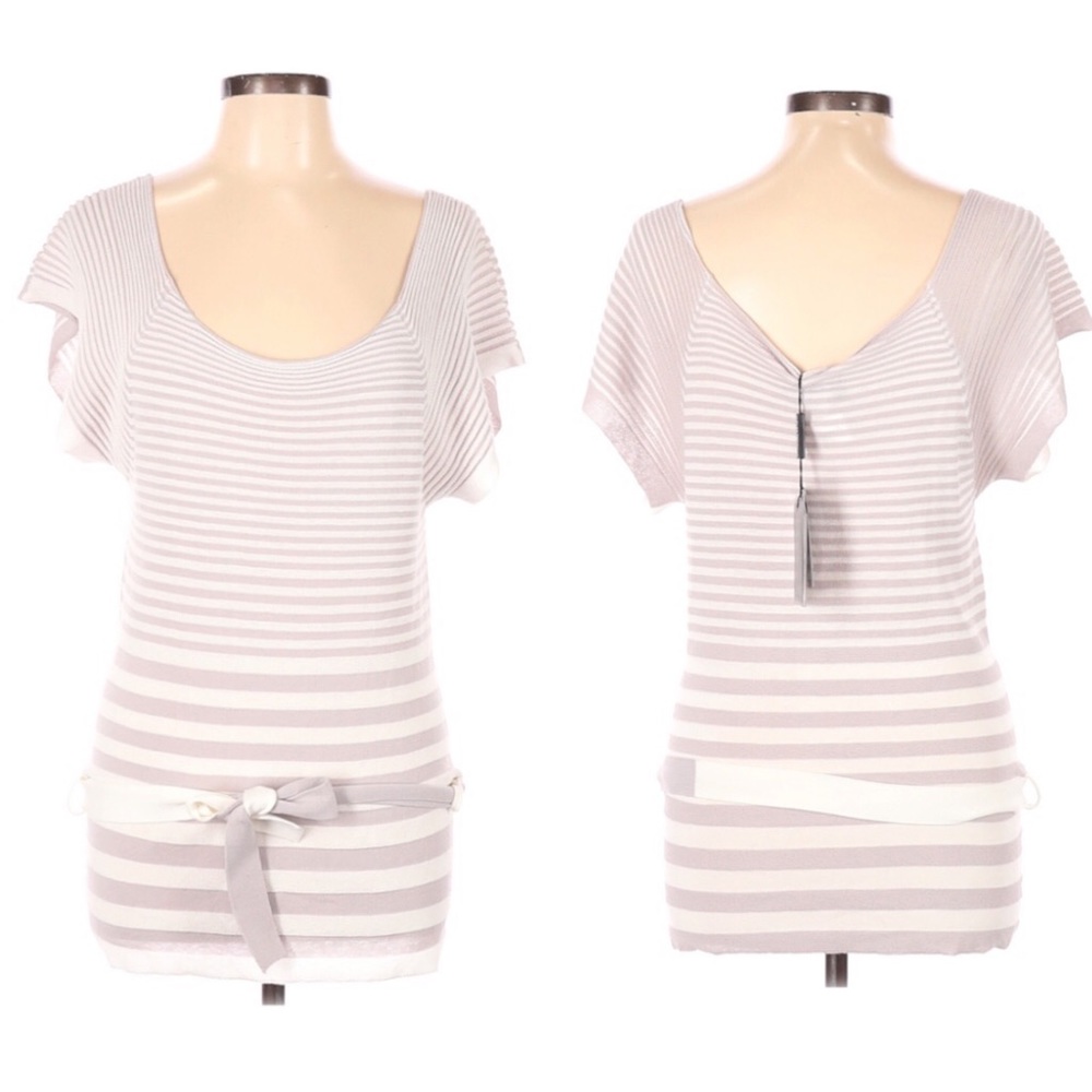 NWT Emporio Armani Belted Striped Sweater Top